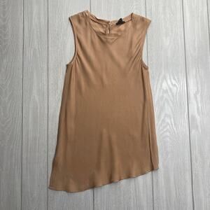 Club Monaco Women's Sleeveless Nude Tan Asymmetrical Hem Blouse Size XS X-Small